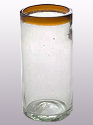 Mexican Glasses / Amber Rim 20 oz Tall Iced Tea Glasses (set of 6) / These huge glasses, bordered in amber color, will bring a clasic mexican touch to your parties.